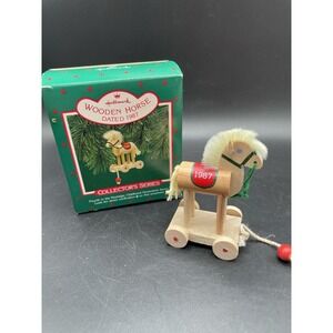 VTG Hallmark Keepsake Christmas Ornament Wooden Horse Dated 1987 4th in Series